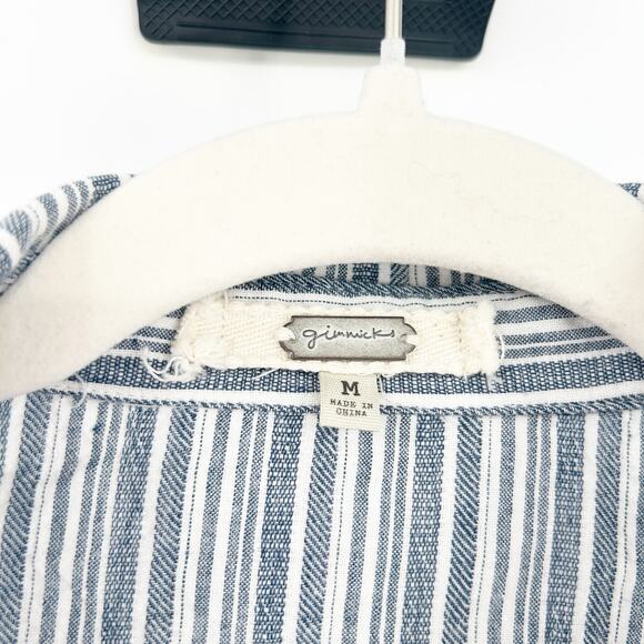 Gimmicks BKE Womens Boho Coastal Striped Lace Long Sleeve Button Up Shirt Size M - Picture 3 of 8